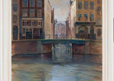 schilderij stadsgezicht amsterdam gracht